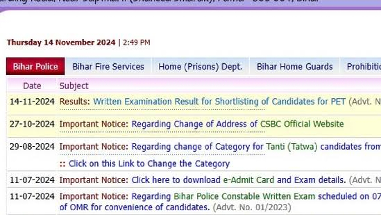 CSBC Bihar Police Constable Result Declared Direct Link to Check Your Status at csbc.bihar.gov.in